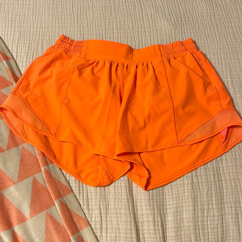 Neon orange lululemon shorts
